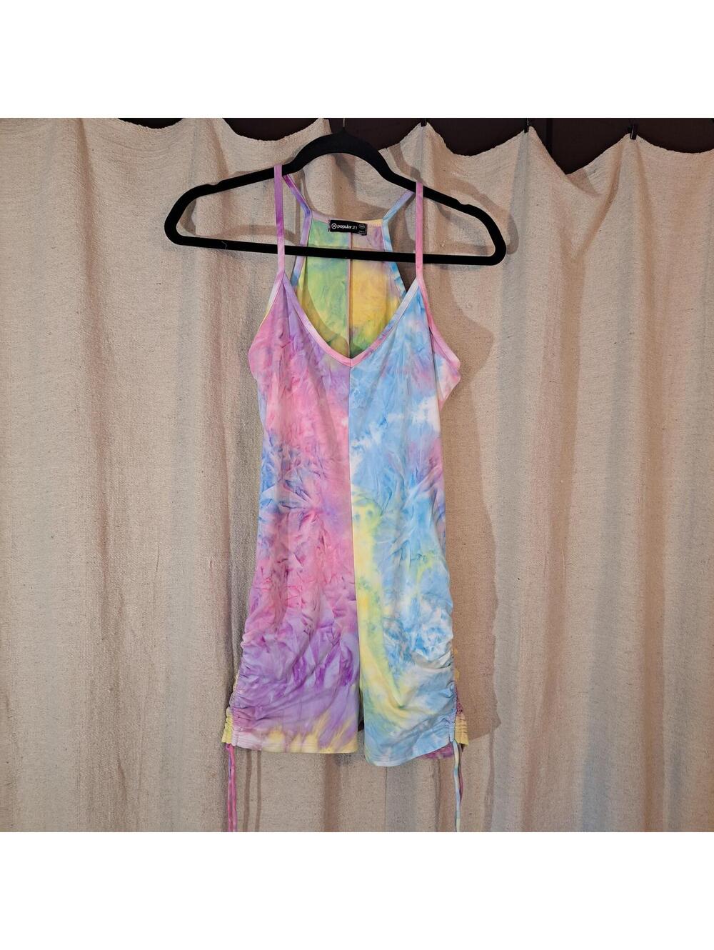 Popular21 Tie-Dye Ruched Side romper Medium